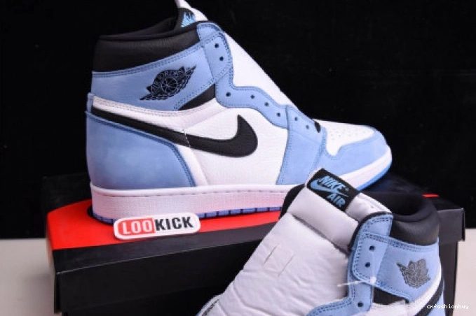 BLUE UNIVERSITY AIR 555088-134 WHITE BLACK HIGH RETRO 1 JORDAN 0801